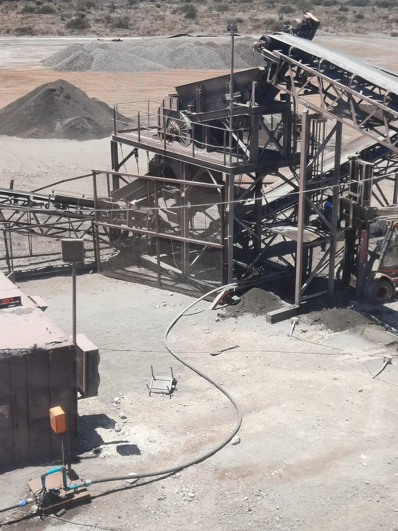 Steel platforms, conveyors and processing equipment at the metal recovery plant.